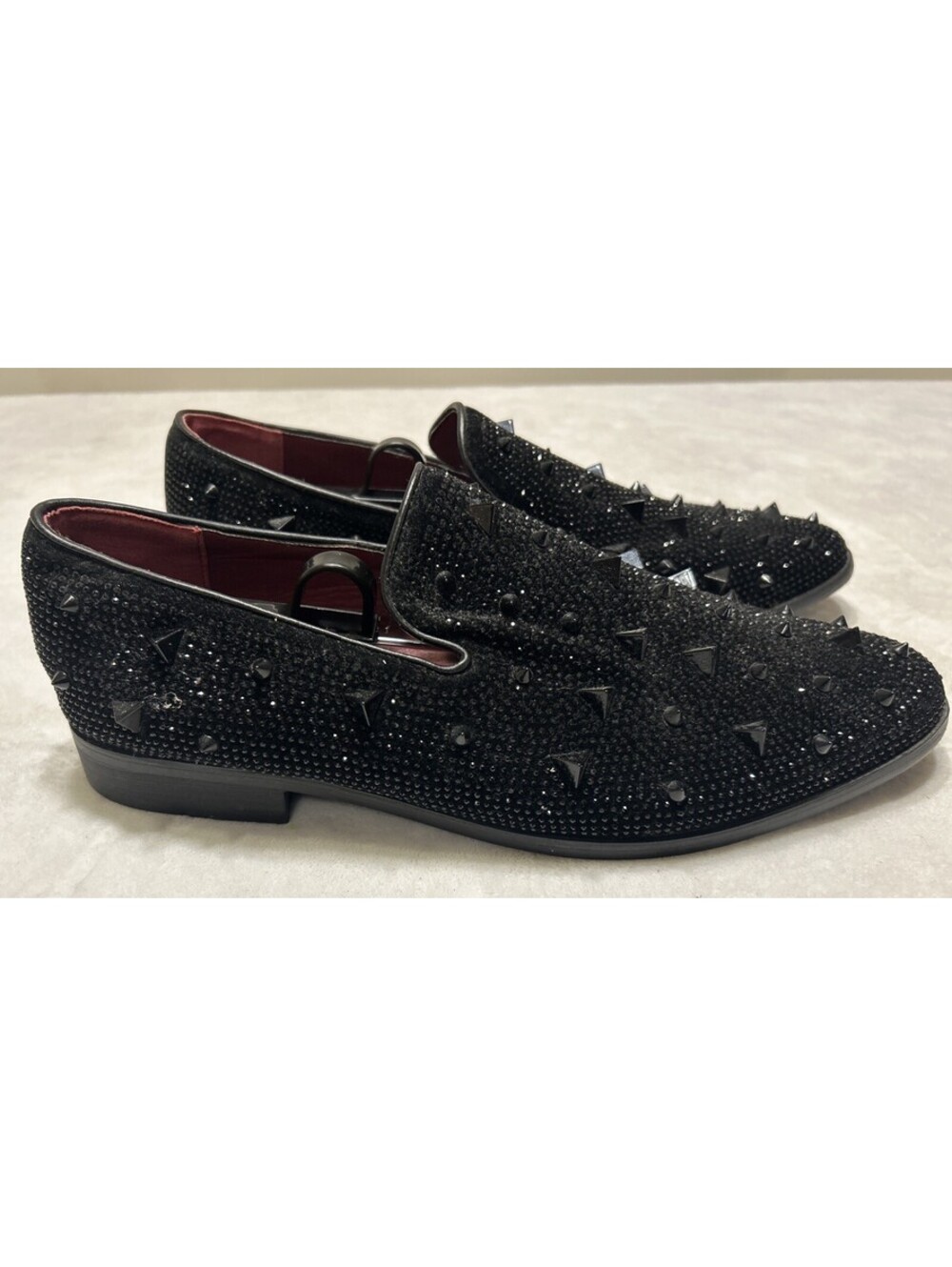 J75 By Jump Fabio Shoes Mens Size 12 Black Studded Metal Spikes Slip On Loafers